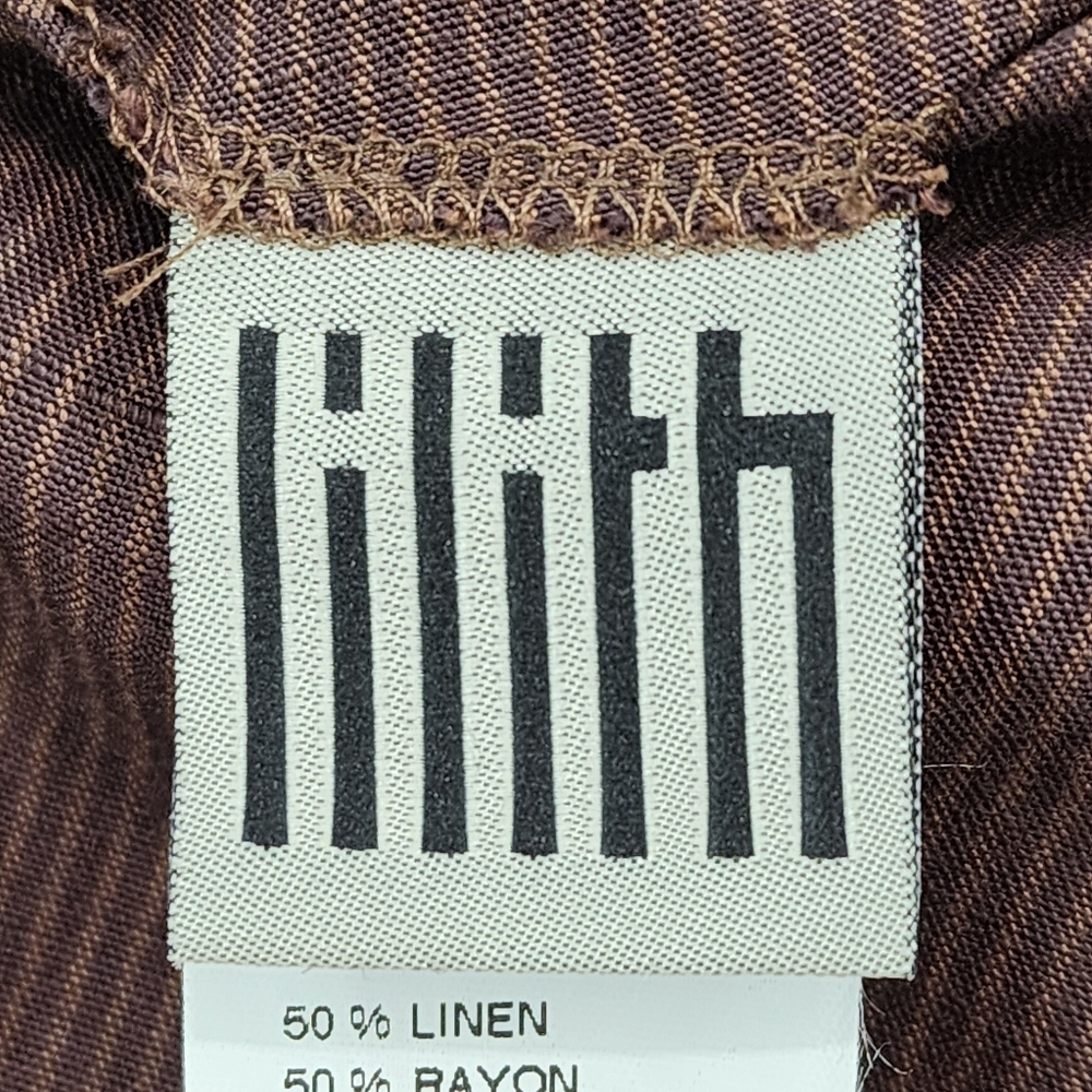 Lilith Vintage Women's Linen Blend Pinstripes A-line Midi Skirt - S - Picture 5 of 8